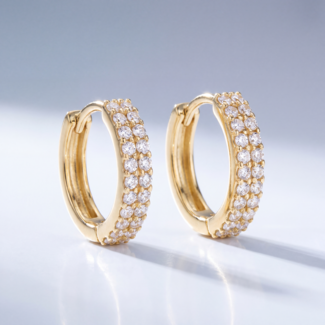Gouden Huggie Oorbellen met Zirkonia