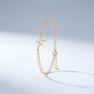 Gouden Dubbele Armband met Bliksem Hanger