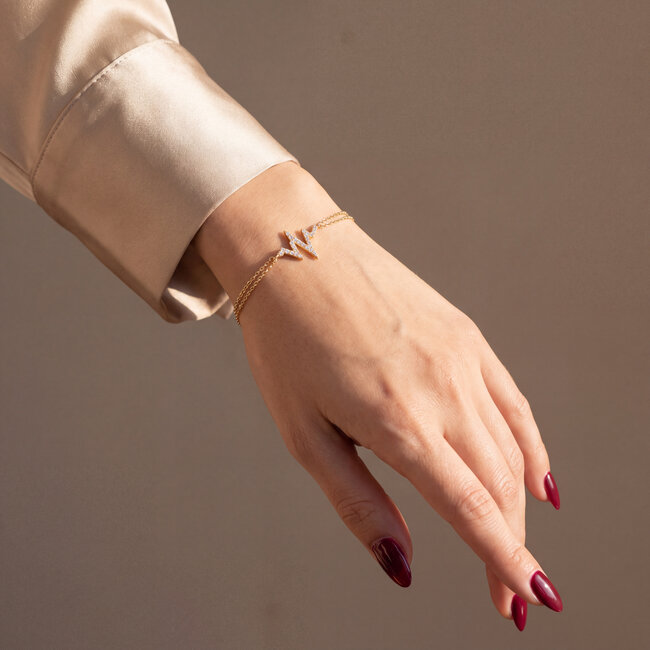 14 Karaat Gouden Dubbele Armband met Bliksem Hanger