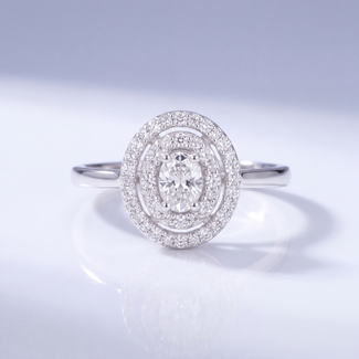 Witgouden Ovale Diamanten Ring