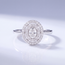 14 Karaat Witgouden Ovale Ring met Dubbele Halo