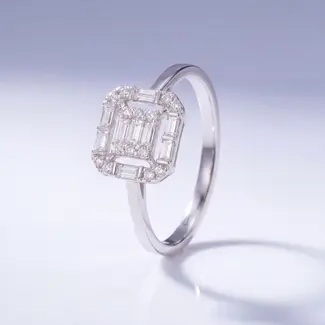 Witgouden Art Deco Ring met Diamant
