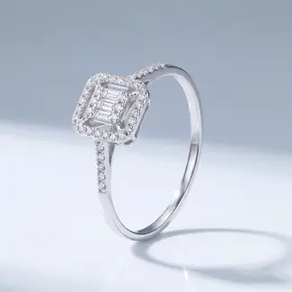 Witgouden Vierkante Ring met Diamant