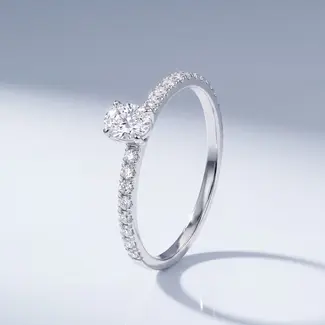Witgouden Ovale Verlovingsring met Diamant