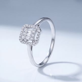 Witgouden Fijne Verlovingsring met Diamant