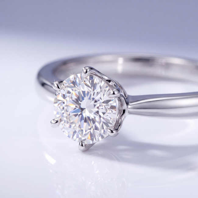 18 Karaat Witgouden Solitair Ring met Diamant