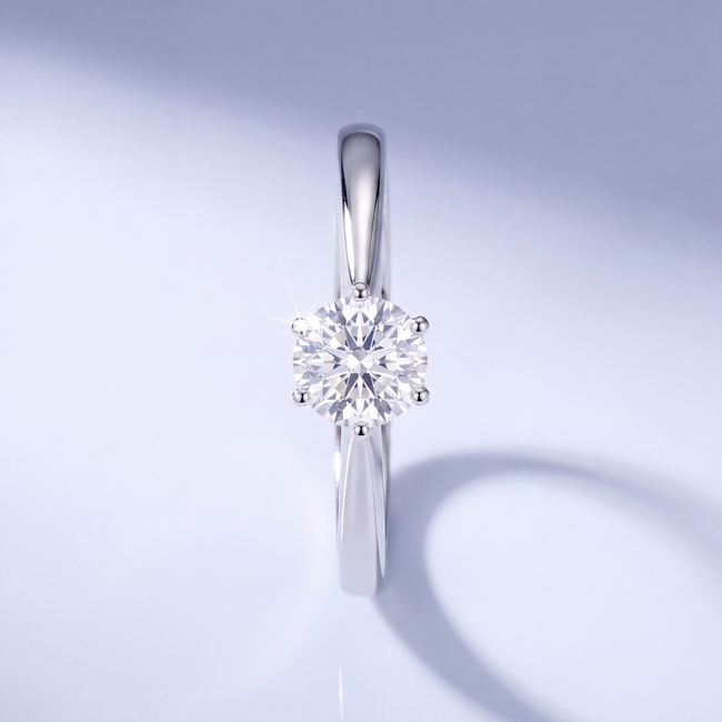 18 Karaat Witgouden Solitair Ring met Diamant
