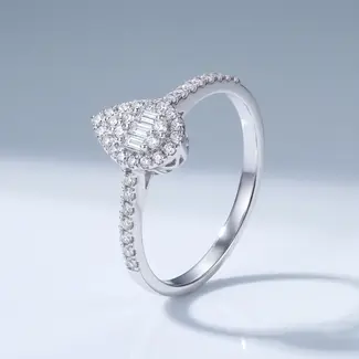 Witgouden Baguette Ring met Diamant