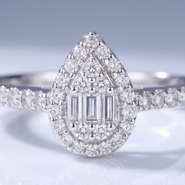 Witgouden Baguette Ring met Diamant
