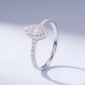 Witgouden Marquise Ring met Diamant