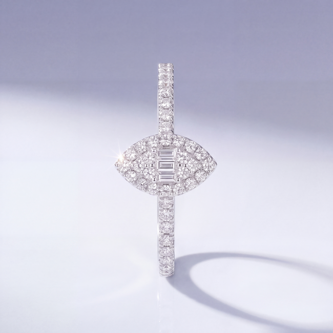 14 Karaat Witgouden Marquise Ring Diamant