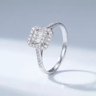 Witgouden Radiant Ring met Diamant