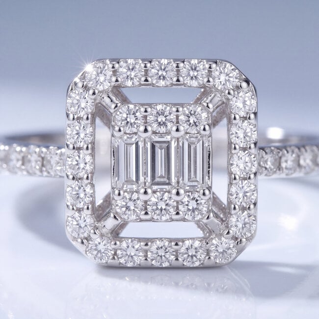 14 Karaat Witgouden Radiant Ring Diamant