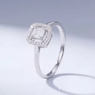 Witgouden Subtiele Verlovingsring met Diamant