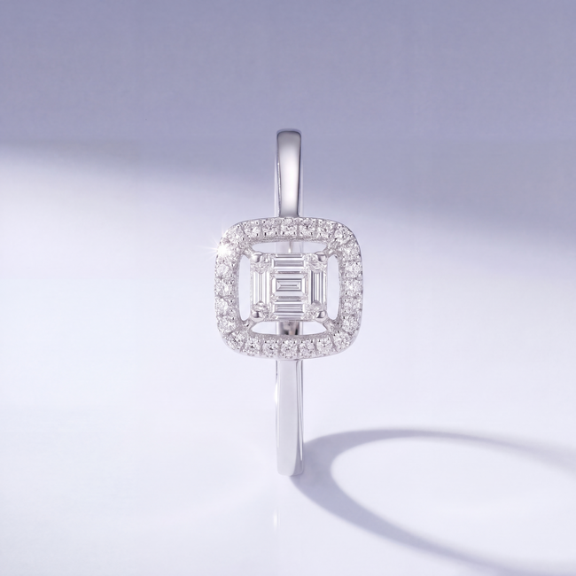 14 Karaat Witgouden Subtiele Verlovingsring Diamant