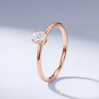 Rosegouden ovale Ring met Diamant