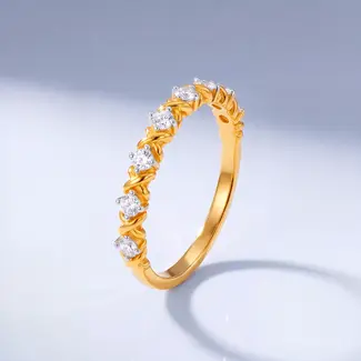 22 karaat gouden ring met kruisjes en zirkonia