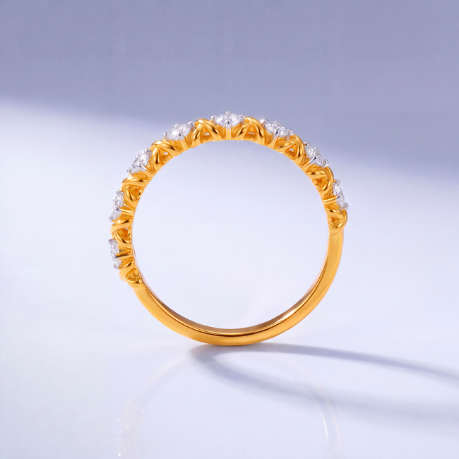 Gouden ring 22 karaat met kruisjes en zirkonia