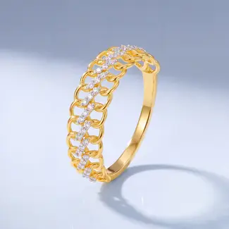22 karaat gouden schakelring met zirkonia