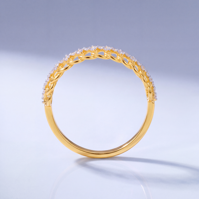 Gouden schakelring 22 karaat met zirkonia