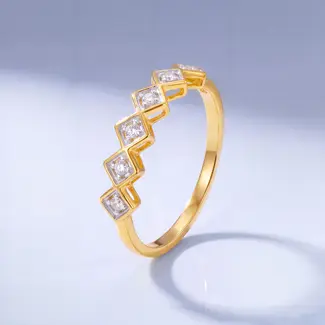22 karaat roodgouden zigzag ring met zirkonia