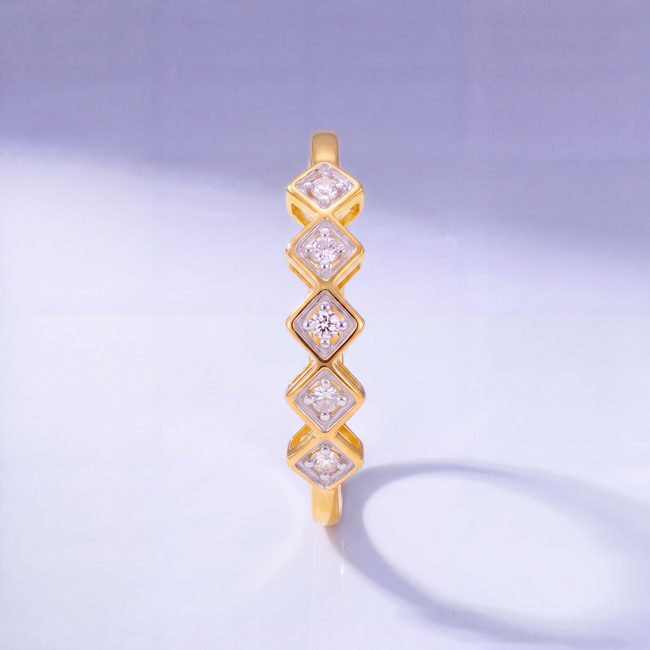 Roodgouden zigzag ring 22 karaat met zirkonia
