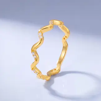 22 karaat roodgouden wave ring met zirkonia