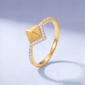 22 karaat roodgouden piramide ring met zirkonia