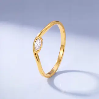 22 karaat roodgouden V-ring met marquise zirkonia