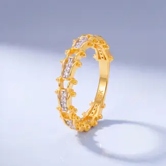 22 karaat roodgouden ring met horlogeschakels en zirkonia