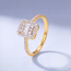 Roodgouden halo ring 22 karaat met baguette zirkonia