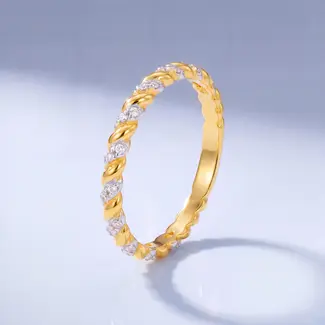 22 karaat roodgouden gedraaide ring met zirkonia