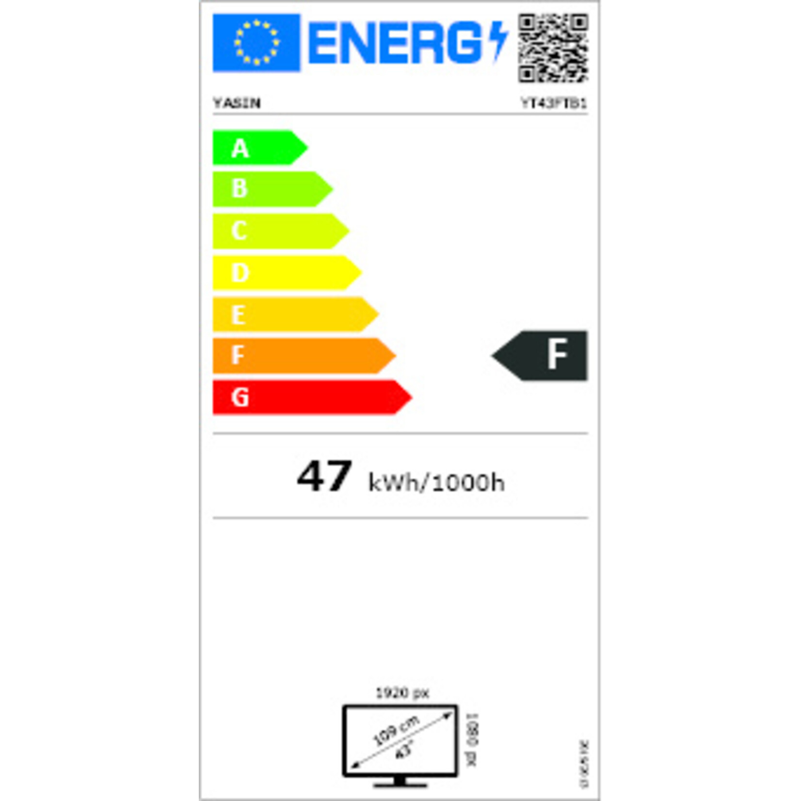 YASIN YASIN YT43FTB1 Full HD LED TV 43 inch