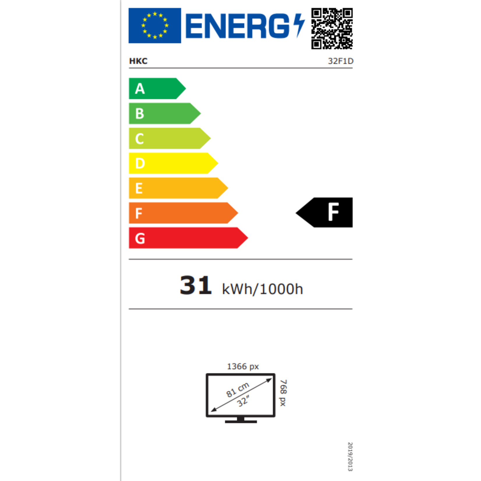 HKC HKC 32F1D LED-tv 32 inch (HD, Triple Tuner, CI+, 2x HDMI, USB)