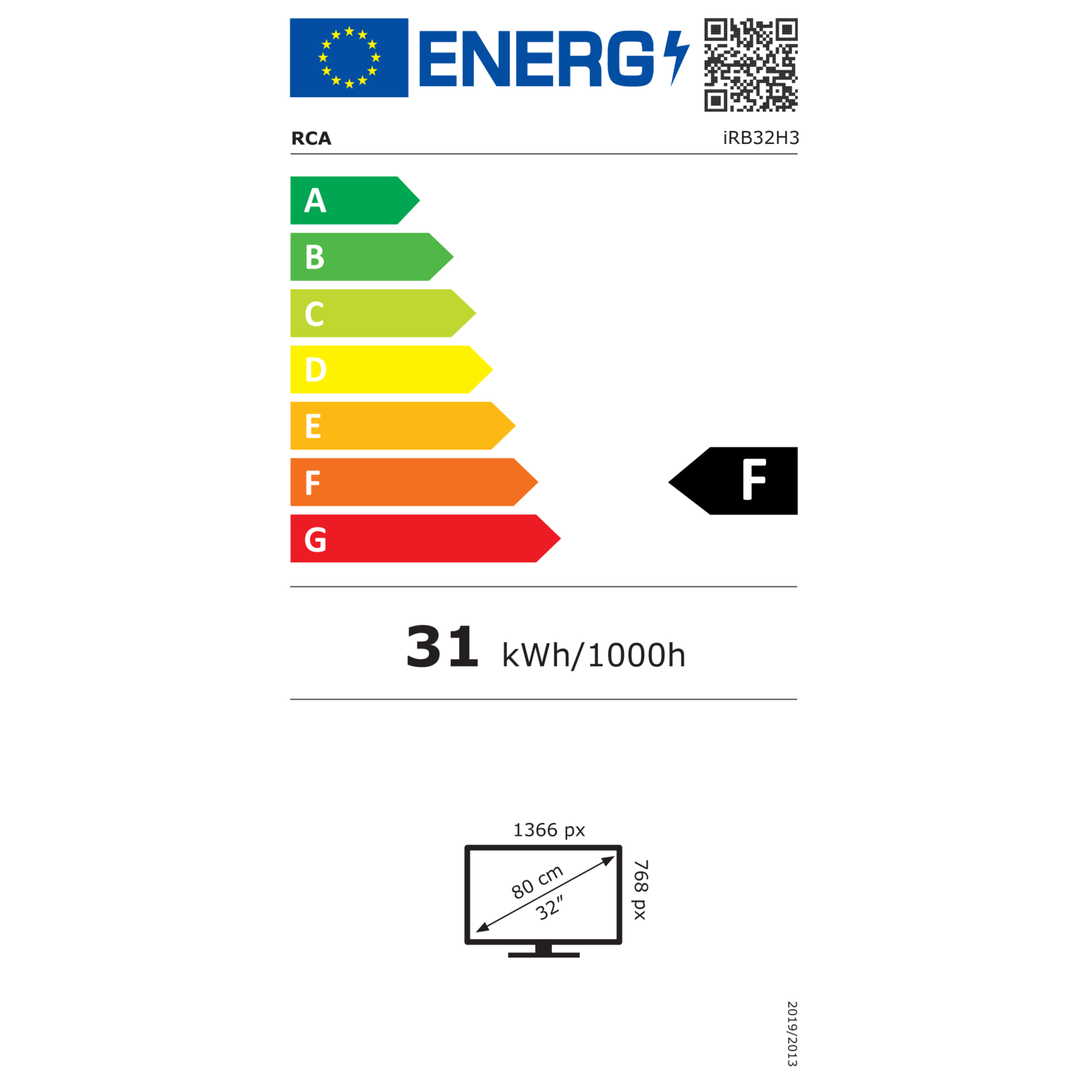 RCA iRB32H3 Televisores 32 Pulgadas (TV 80 cm), Dolby Audio, LED