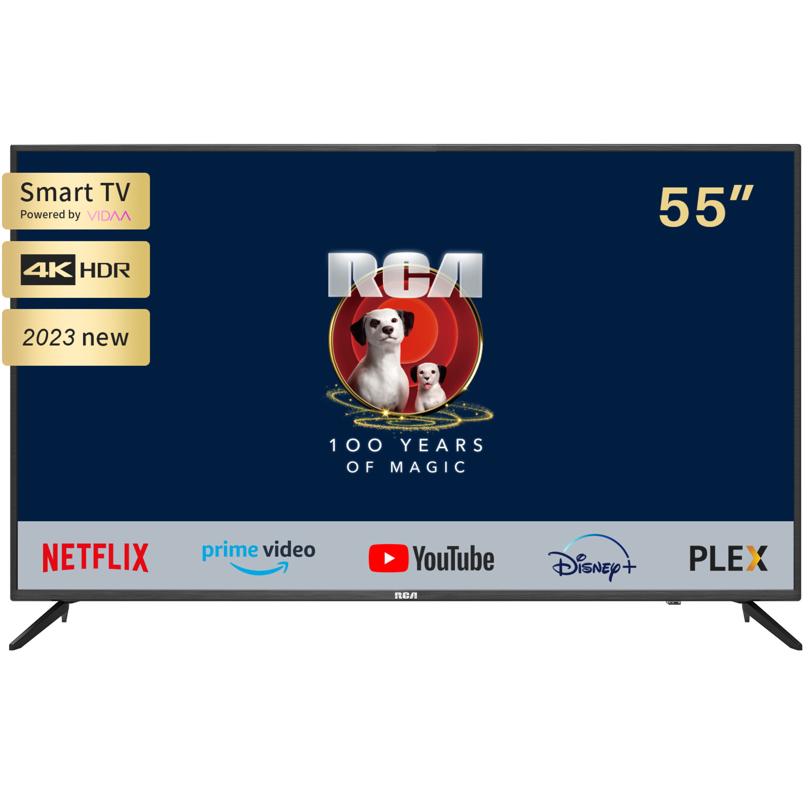 RCA RCA  iRV55H3 4K TV 55 inch (140 cm) Smart TV met HDR, Netflix, Prime Video, Rakuten TV, DAZN, Disney+, Youtube, UVM, Wifi, Voice Control, Triple Tuner DVB-T2 / S2 / C, Dolby Audio