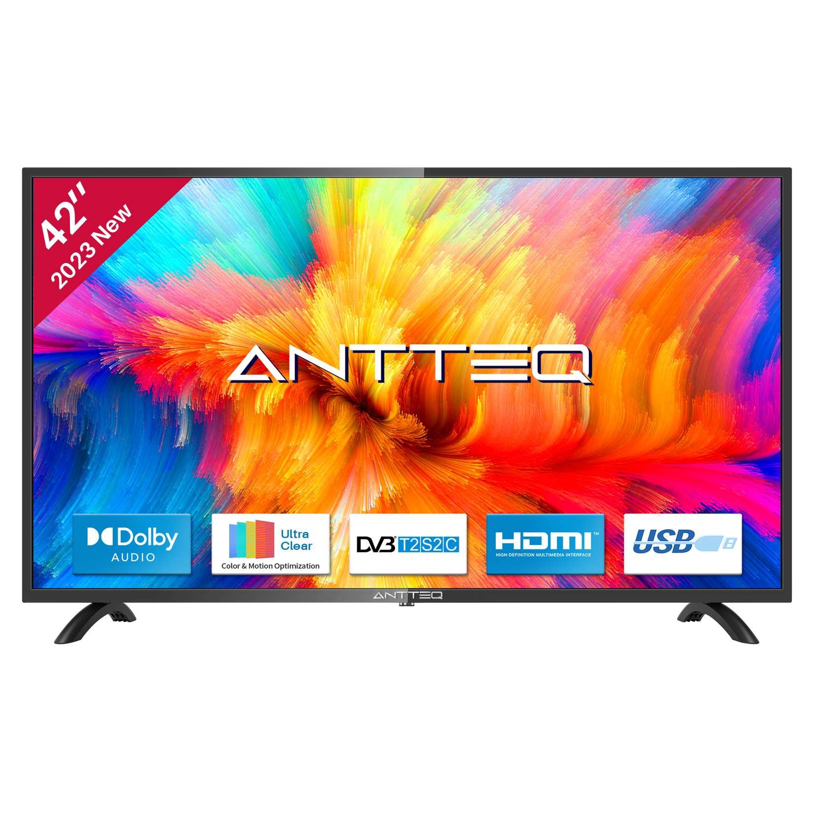 Antteq AB24F1D télévision 24 Pouces (TV 60 cm),Triple Tuner DVB-C/T2/S2,  CI+, Connexion PC VGA, HDMI, Lecteur multimédia Via USB, Sortie Dolby Audio  numérique, Mode Hôtel Inclus : : High-Tech