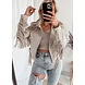LEATHER FRINGE JACKET BEIGE LEATHER FRINGE JACKET BEIGE
