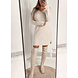 BASIC V SWEATER DRESS BEIGE BASIC V SWEATER DRESS BEIGE