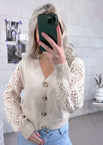 BRODERIE CARDIGAN BEIGE BRODERIE CARDIGAN BEIGE