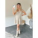 PREG PROOF MOUSSELINE RUFFLE DRESS TAUPE PREG PROOF MOUSSELINE RUFFLE DRESS TAUPE