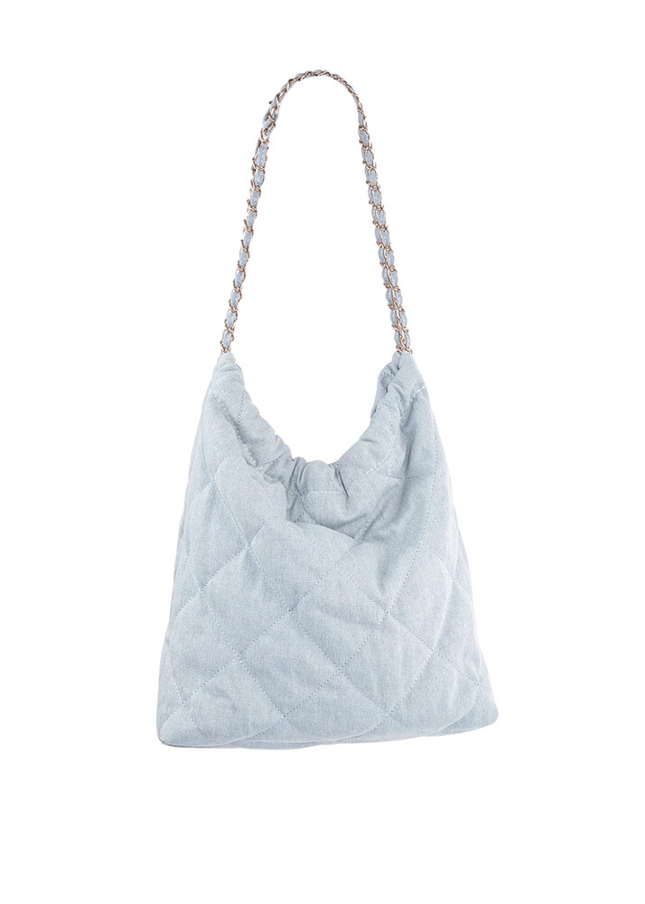 PADDED DENIM BAG LIGHT BLUE