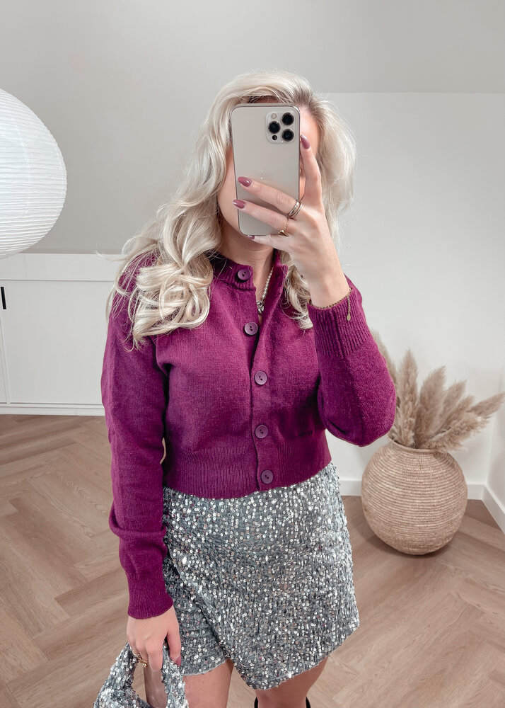 SHORT BASIC CARDIGAN CHERRY RED SHORT BASIC CARDIGAN CHERRY RED