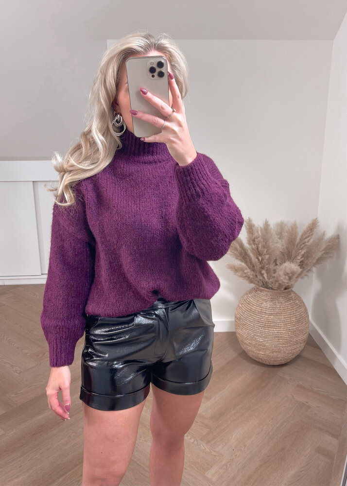 LEATHER LOOK SKORT BLACK LEATHER LOOK SKORT BLACK