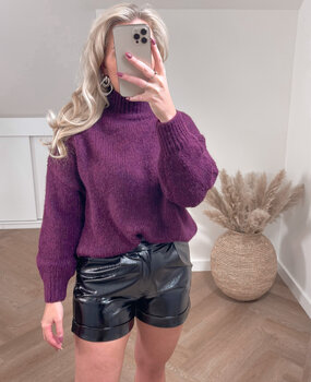 leather look skort ♡ black