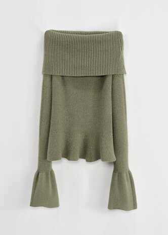 MACY OFF SHOULDER KNIT KHAKI MACY OFF SHOULDER KNIT KHAKI