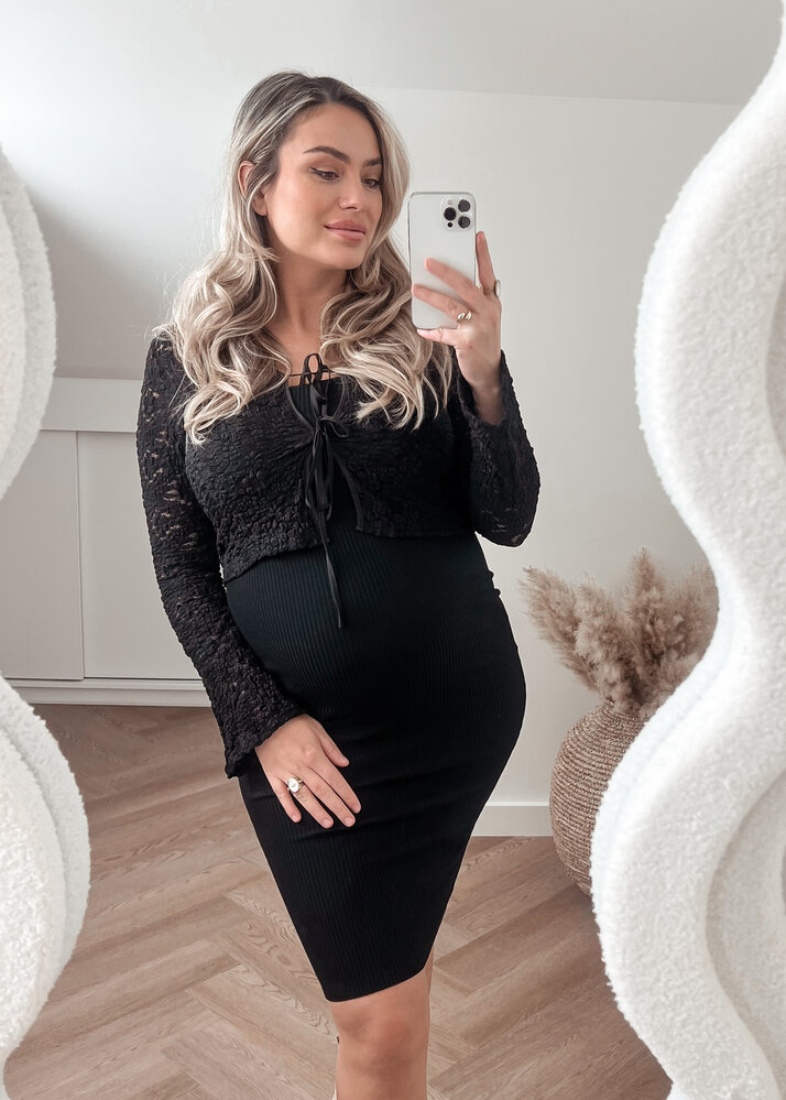 LACE STRETCH TOP BLACK