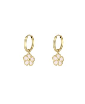 pink flower earrings ♡ gold