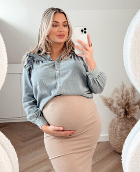 ruffle denim blouse ♡ washed blue