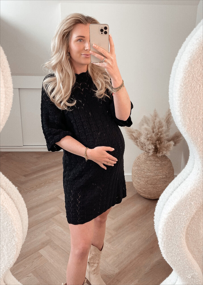 KNITTED TSHIRT DRESS BLACK